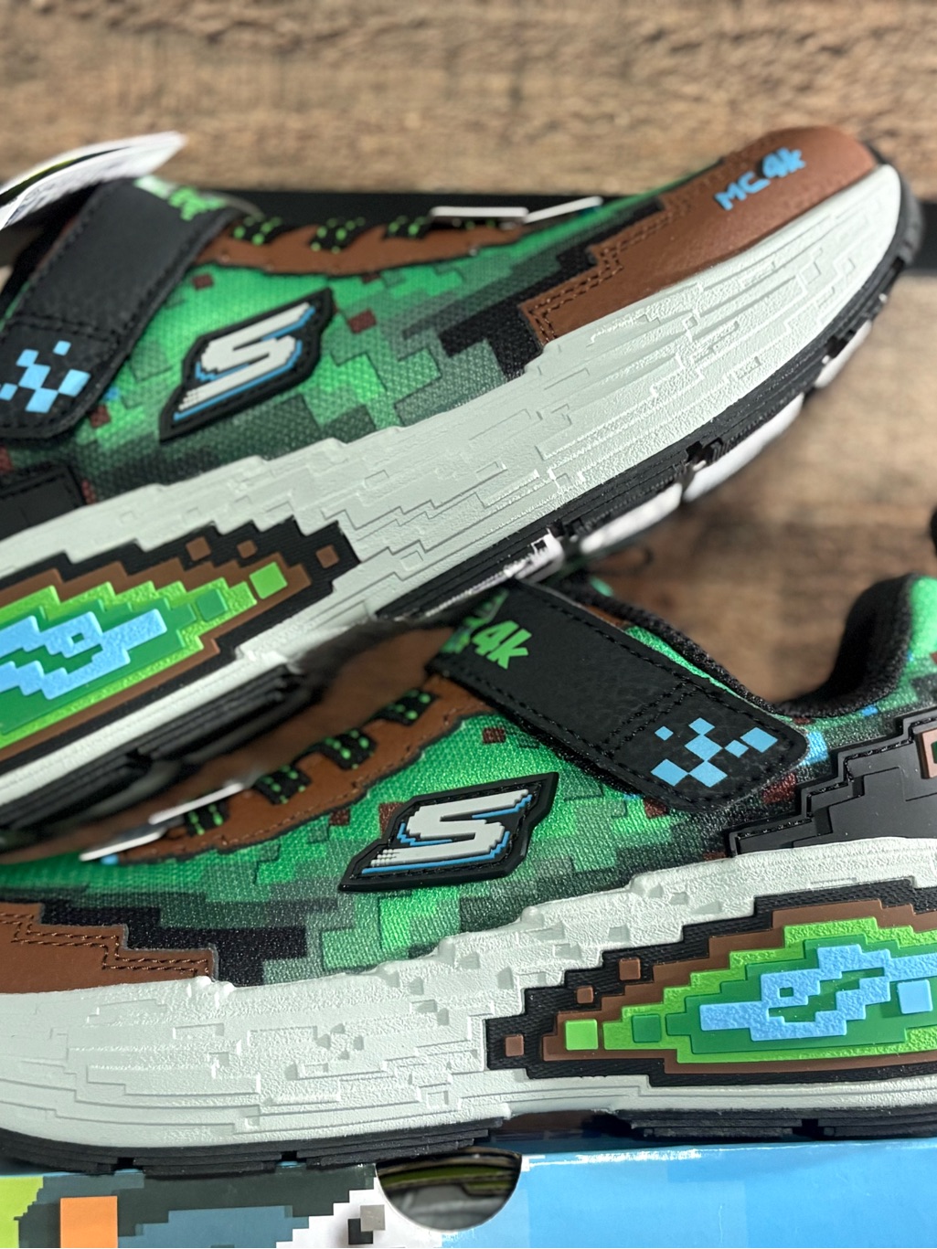 Skechers Kids Green Pixel Camo Hook-And-Loop Sneakers